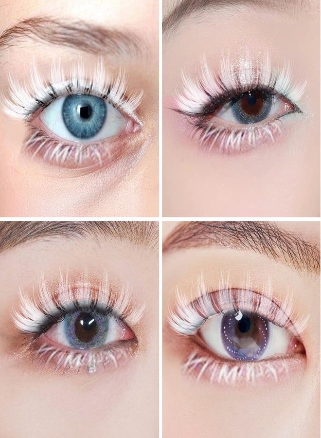 Thrymme 4 Pairs White Eyelashes, White Lashes for Christmas & Anime Events, Fluffy Manga Style False Eyelashes with Invisible Band, Japanese Style for Party & Photo Shoots - Image 4